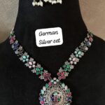 Oxidised Stone Studded Choker with Pendant for Women