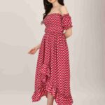 Off-Shoulder Western Dress with High-Low Hem