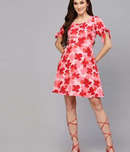 Floral Red/Pink Mini Dress