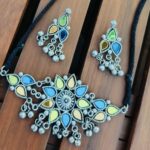 Ethnic Oxidised Set Studded with Coloured Stones for Women
