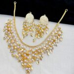 Elegant Leaf Drop Pearl Choker for Women & Girls
