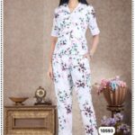 Shirt and Trousers Coord Set with Floral Print for Women