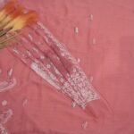 Pure Gorgette Unstitched Lucknowi Hand Work Saree with Blouse Piece-Elegance Redefined