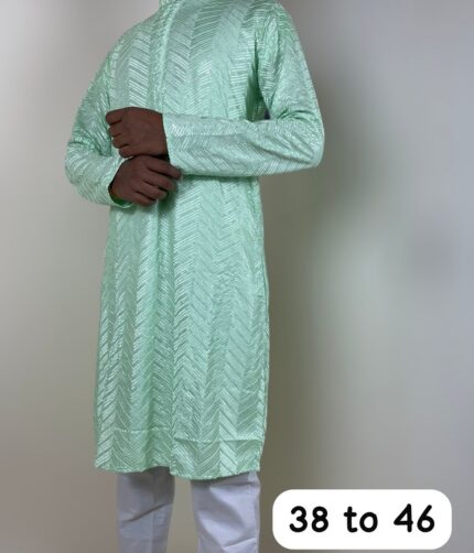 Mens' Lucknowi Sequin Embroidered Solid Kurtas