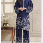 Navy Blue Designer Pakistani Printed Winter Coord Set