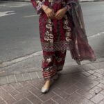 Embroidered Pakistani Farshi Shalwar Suit with chiffon dupatta for Women and Girls